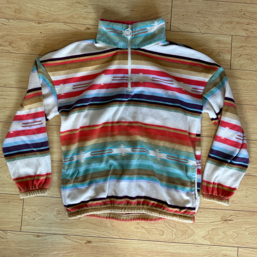 Oneill Fleece Pullover Sweater Womens M Quarter Zip Southwest Print